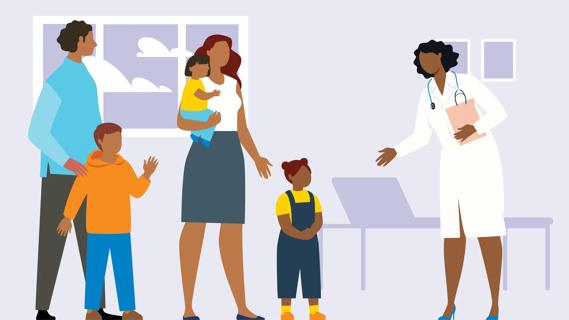 A family seeing their family doctor